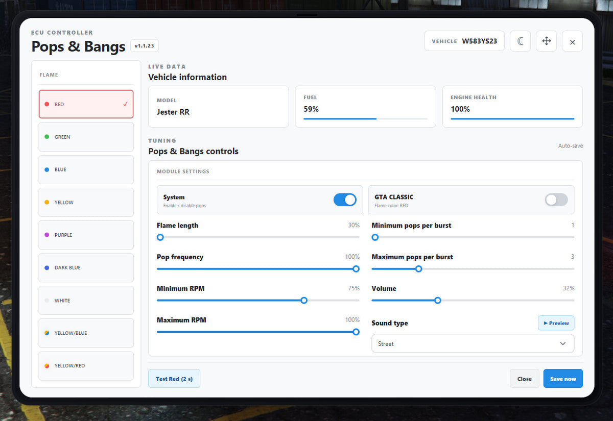 Pops & Bangs 2‑Step Antilag System – FiveM Script screenshot 2