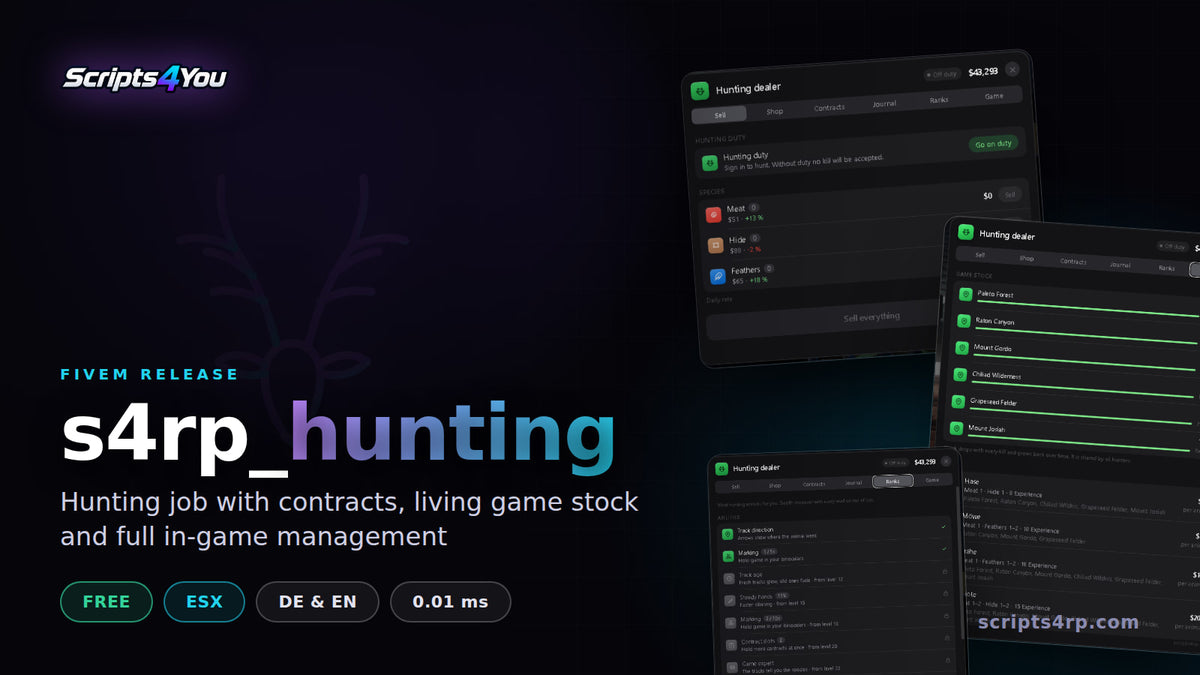 s4rp Hunting Job – FiveM Script preview
