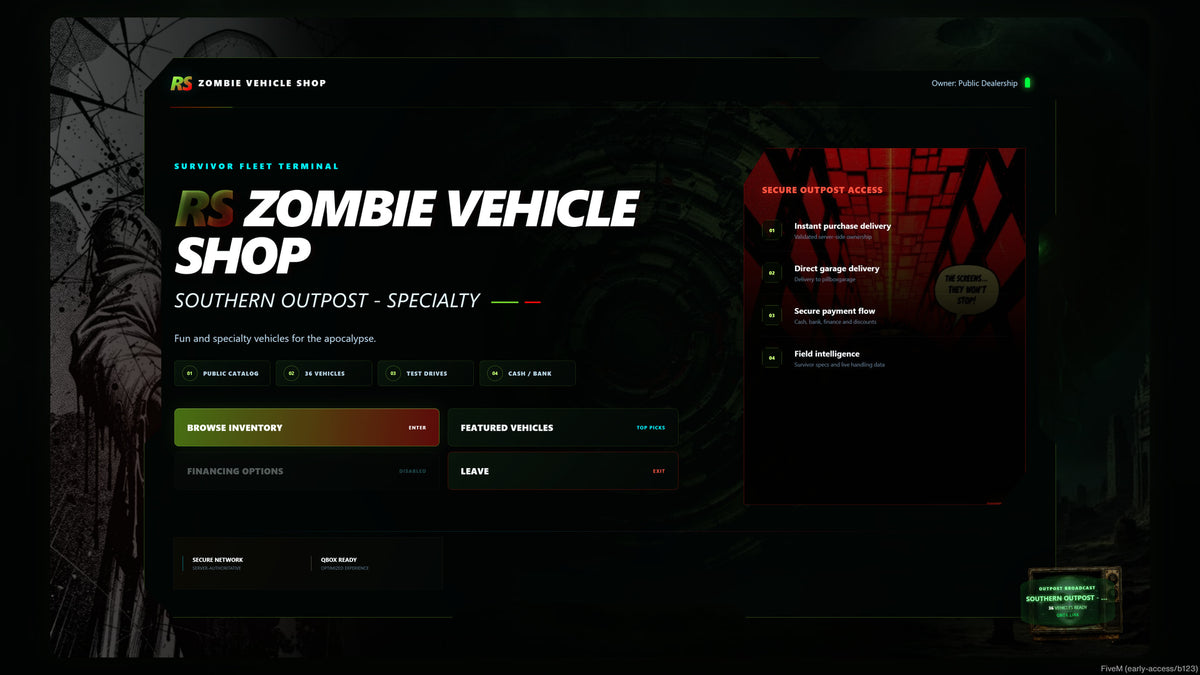 Zombie Vehicle Shop — Dealership Script – FiveM Script screenshot 5
