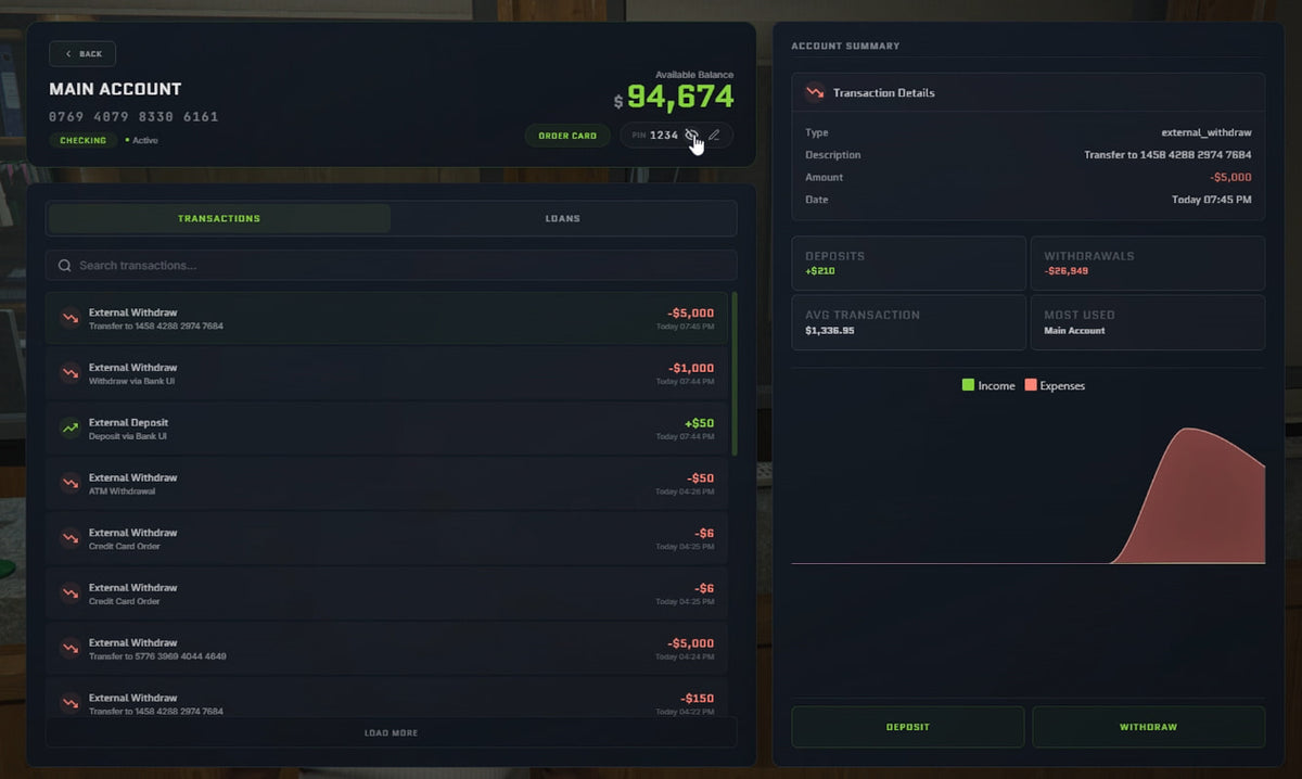 ZAT Advanced Banking System – FiveM Script screenshot 2