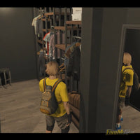 Spacious walk-in closet and dressing room for FiveM MLO with organized clothing racks and mirror