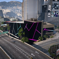 High-quality FiveM car dealer map with retro-modern night atmosphere