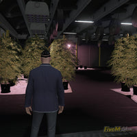 Massive indoor weed farm for FiveM MLO featuring industrial grow lights and 3D plant models