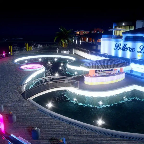 Bellevue Luxury Club MLO for FiveM — wide pool lights shot (night)