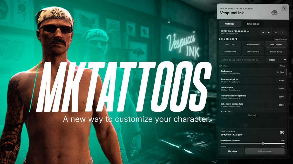 [Standalone / ESX] MK Tattoos | Advanced Tattoo Studio | Modern UI | Live Preview — 1