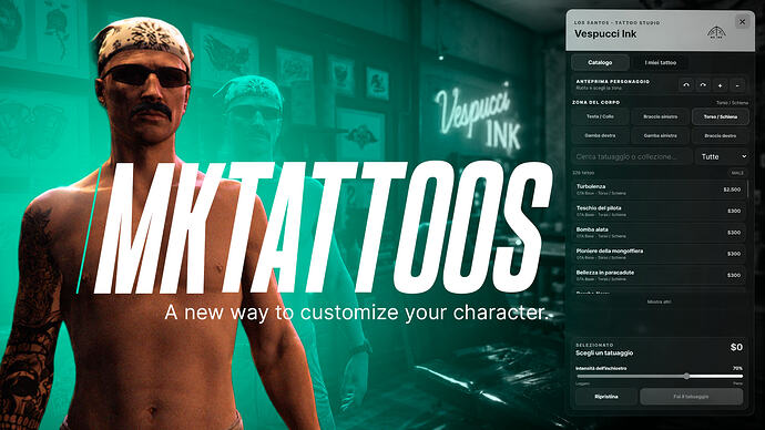 [Standalone / ESX] MK Tattoos | Advanced Tattoo Studio | Modern UI | Live Preview — 2