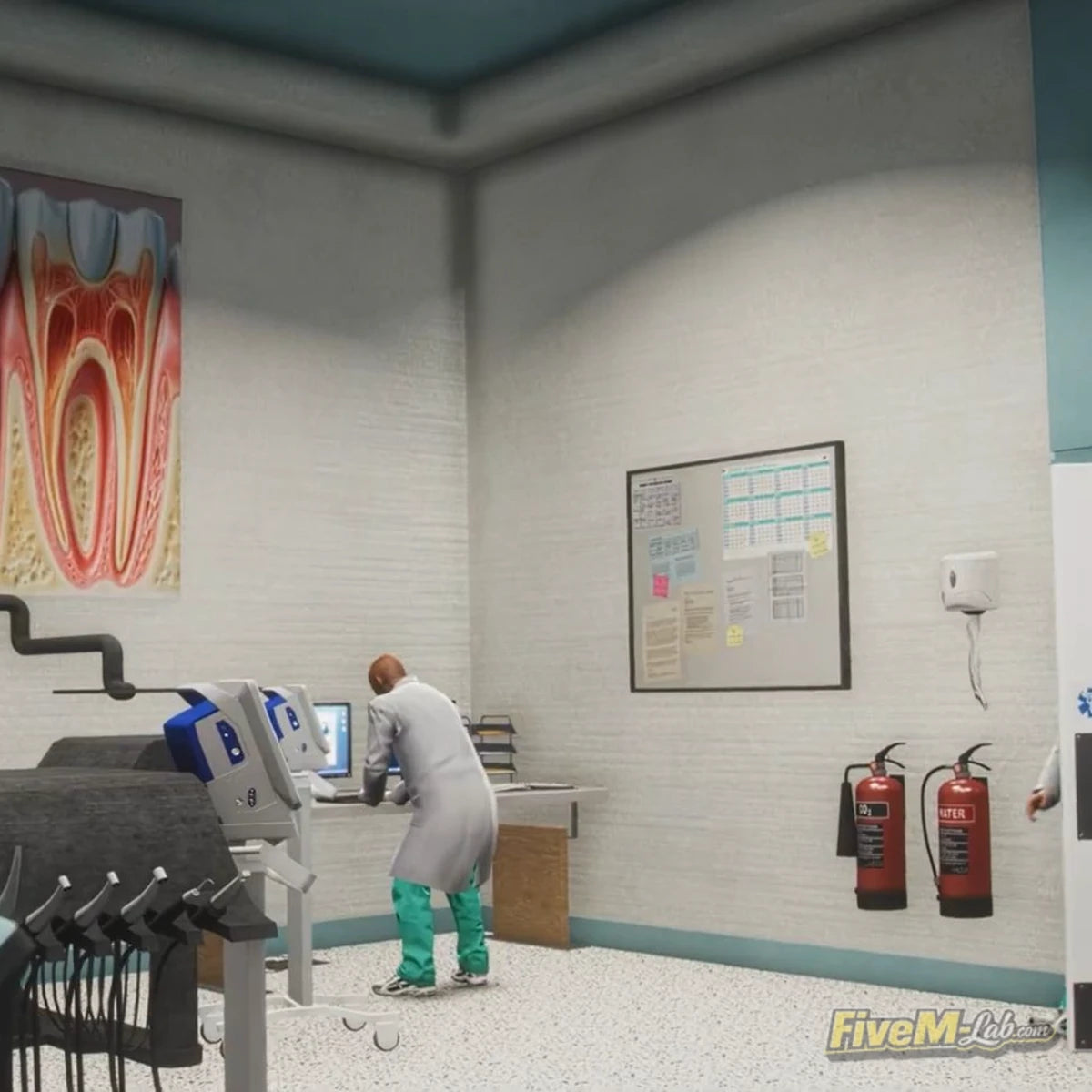 FiveM Modern Hospital MLO interior featuring a dental or medical office with specialized equipment and posters GTA 5 RP