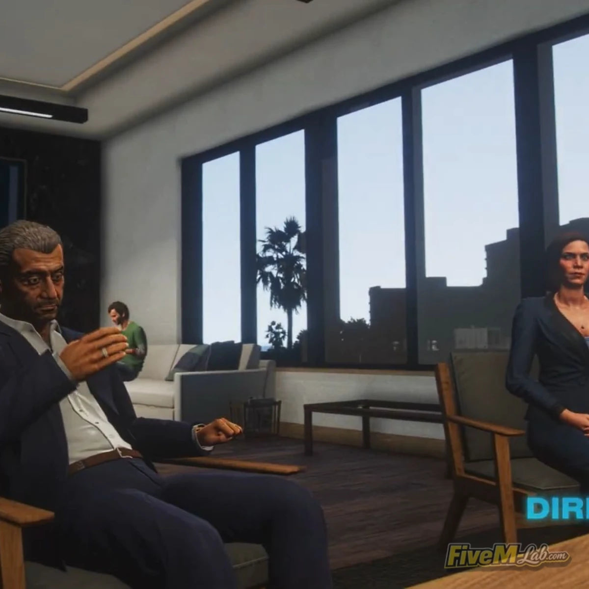 FiveM Hospital MLO interior view of the Director's Office door with professional signage and a doctor walking by