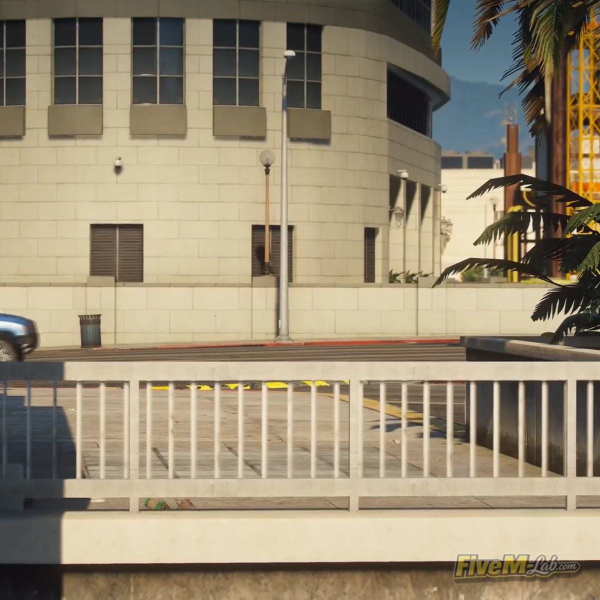 Architectural view of the Pillbox Hill Medical Center MLO exterior with modern windows and palm trees