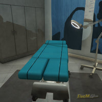 Medical examination room with a blue treatment table inside the free Sandy Shores Hospital MLO for FiveM RP servers