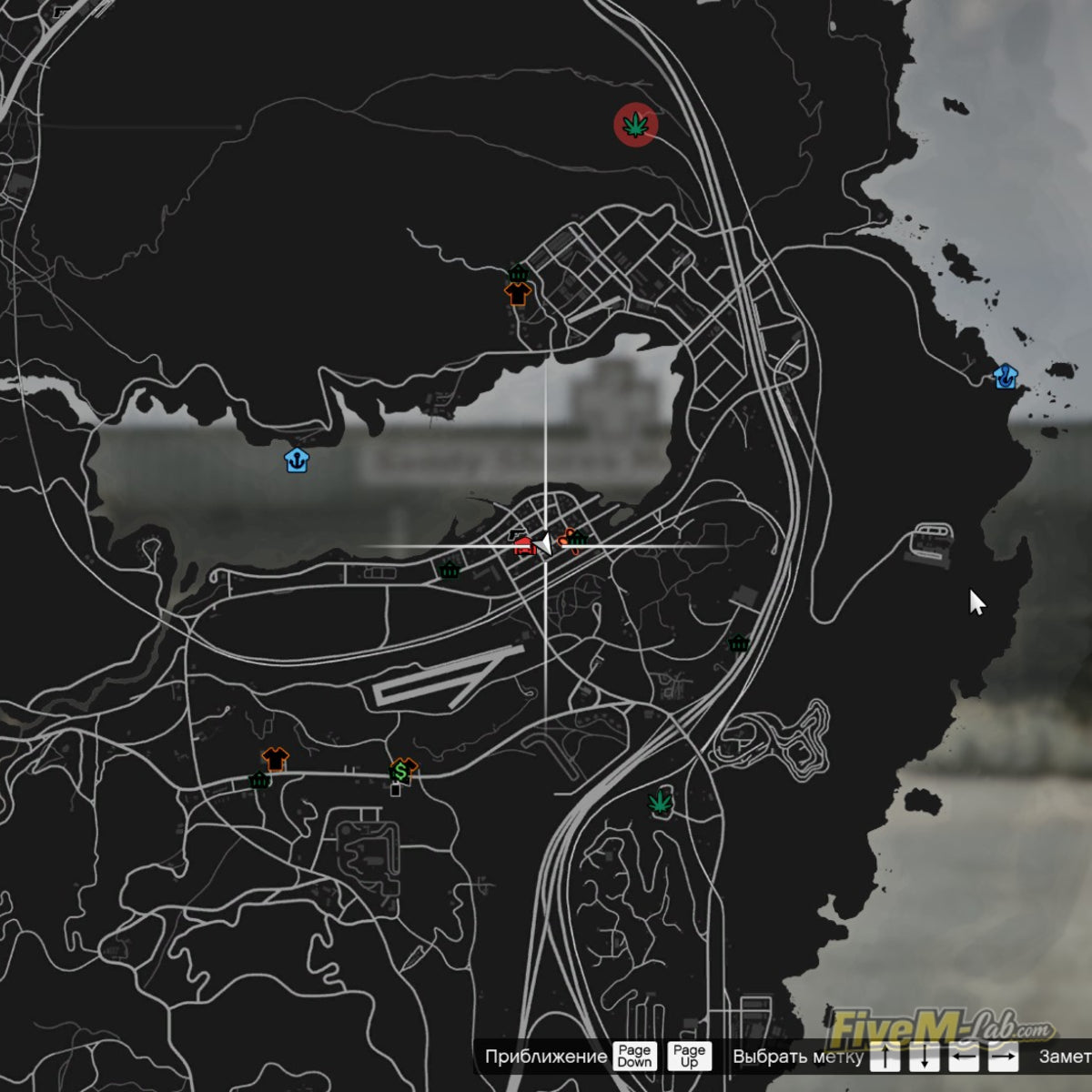 In-game map showing the exact location of the free Sandy Shores Hospital MLO for FiveM RP servers