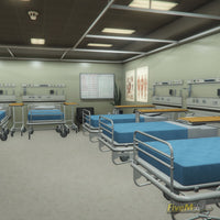 Hospital room with multiple beds and medical equipment inside the free Sandy Shores Hospital MLO for FiveM RP servers
