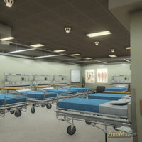 Patient ward with medical beds inside the free Sandy Shores Hospital MLO for FiveM RP servers