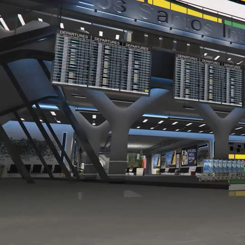 Los Santos International Airport terminal interior with departures boards and modern lobby — GTA 5 / GTA V FiveM MLO airport mapping, NoPixel-style RP, US/EU roleplay servers, LSIA terminal hub, interior ymap, props, textures