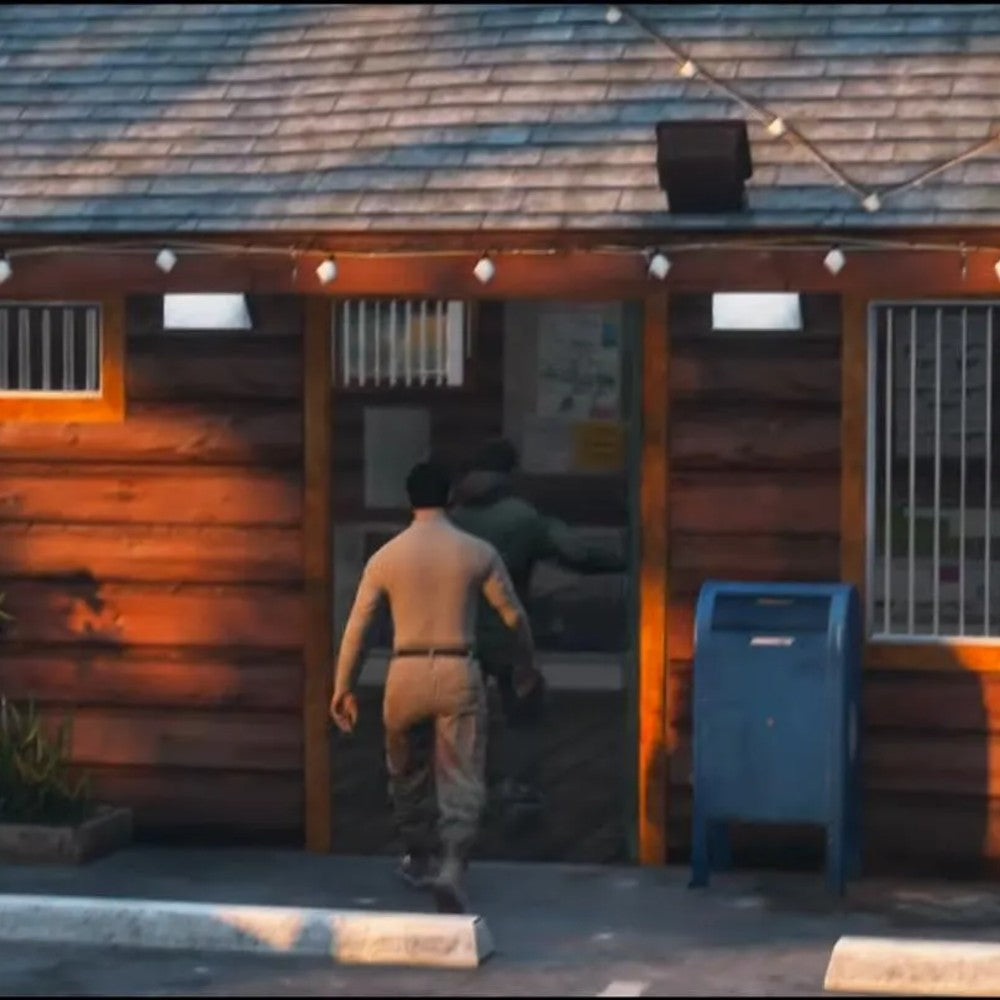 Wooden Hunting Store Exterior Entrance MLO with Night Lighting FiveM