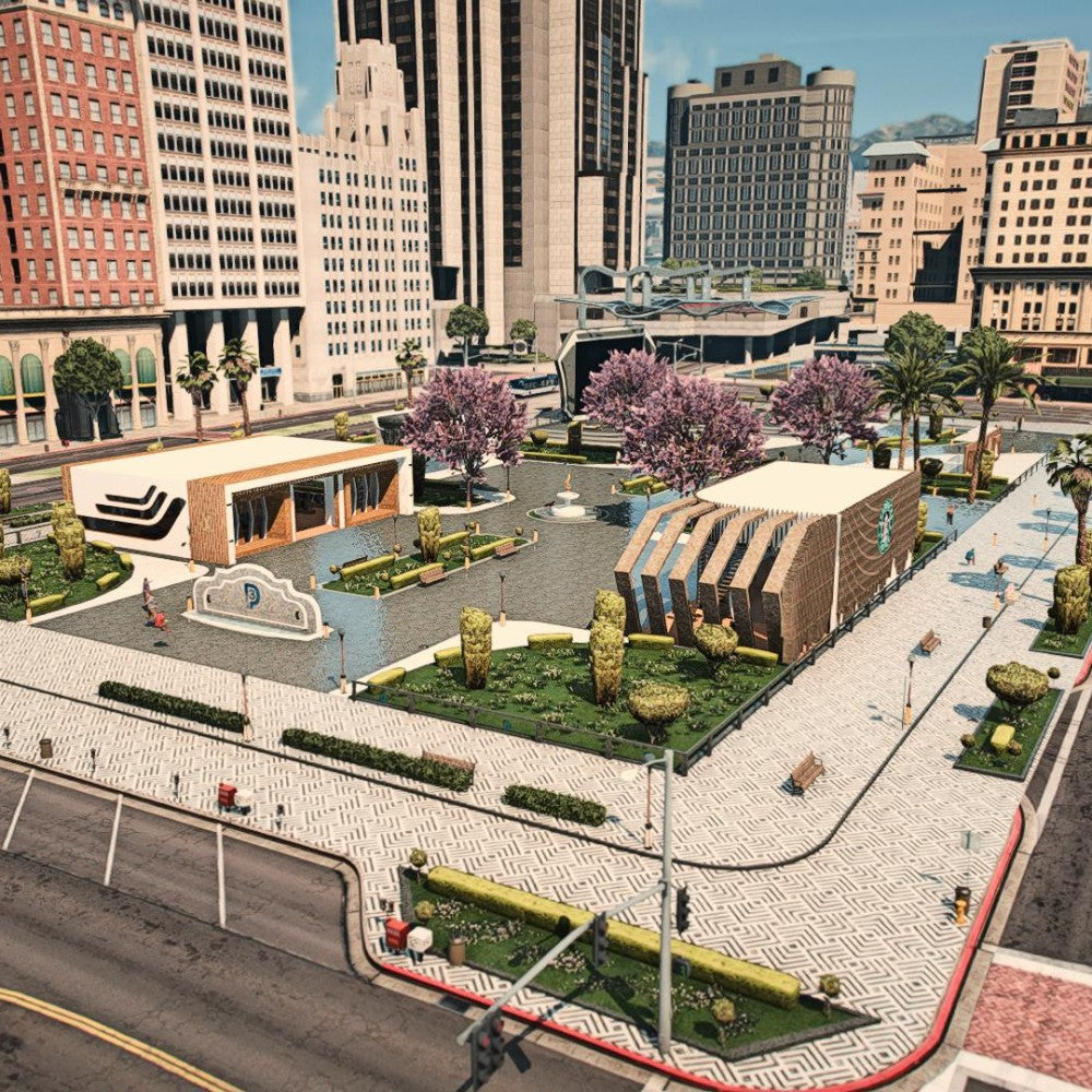 GTA 5 Legion Square Map Add-on with Modern Shop Architecture FiveM