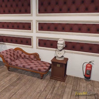 FiveM Superior Courthouse MLO interior waiting room with vintage chaise lounge, bust statue, and fire extinguisher GTA 5 RP